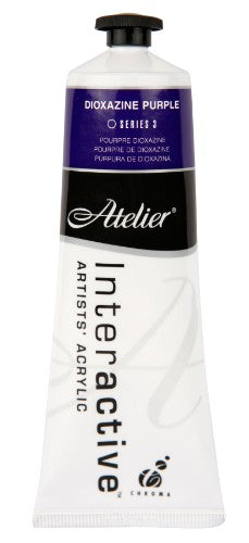 Acrylic paint in Dioxazine Purple, 80ml from Atelier, known for vibrant color and versatile blending capabilities.