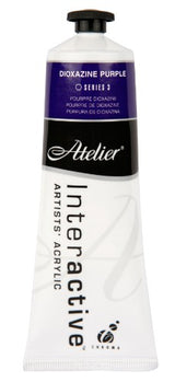 Acrylic paint in Dioxazine Purple, 80ml from Atelier, known for vibrant color and versatile blending capabilities.