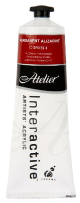 Vibrant 80ml tube of Atelier Acrylic Paint in Permanent Alizarine, ideal for versatile blending and fast drying techniques.