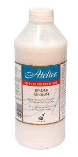 1 Litre bottle of Atelier Binder Medium, a versatile acrylic paint that controls drying time for smooth blending and artistic freedom.
