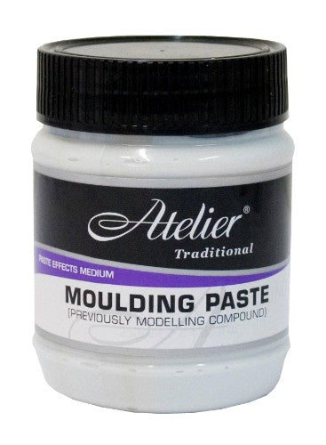Acrylic moulding paste in a 250ml container, ideal for adding texture and dimension to artwork. Perfect for various surfaces.