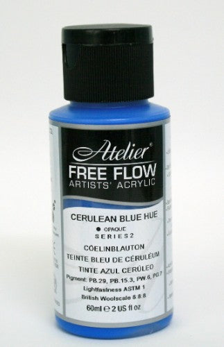 Vibrant 60ml Cerulean Blue acrylic paint, smooth consistency for effortless application and excellent coverage in various techniques.