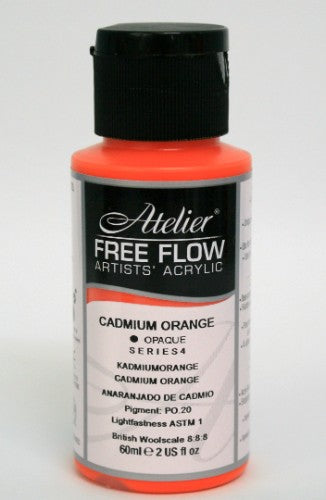 Acrylic paint in vibrant Cadmium Orange, 60ml, perfect for blending, layering, and mixed media projects.