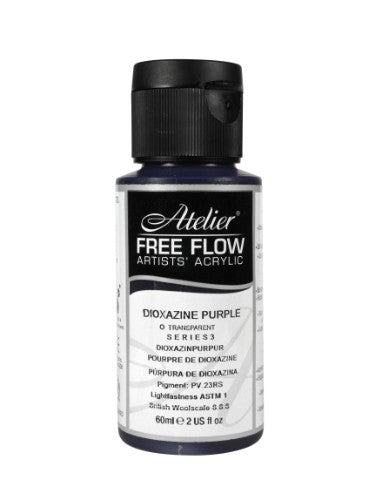 A vibrant 60ml Dioxazine Purple acrylic paint with exceptional fluidity and matte finish, ideal for diverse artistic techniques.