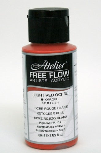 Acrylic paint in 60ml Light Red Ochre, offering fluid application, vibrant color, and a rich matte finish ideal for various techniques.