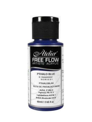 Vivid 60ml Pthalo Blue acrylic paint for versatile, high-quality artwork; ideal for layering, washes, and mixed media techniques.