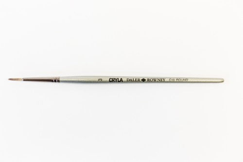 Cryla Brush C10 Short Round #3 with synthetic fibers for smooth acrylic painting and a stylish silver handle.