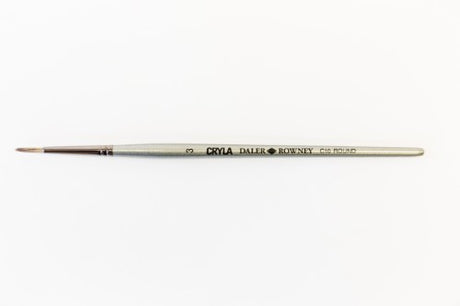 Cryla Brush C10 Short Round #3 with synthetic fibers for smooth acrylic painting and a stylish silver handle.