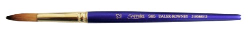 Artist Brush - Sapphire S85: round #12 brush combines red sable and synthetic fibers for precision in watercolor, acrylic, or oil painting.