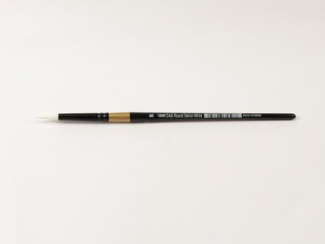 Round #8 Taklon artist brush with soft bristles for detailed work, ideal for acrylics, oils, and watercolors.