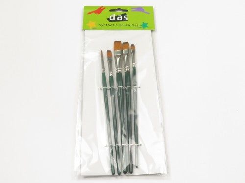 Artist Brush Set with 5 flat synthetic brushes, designed for smooth painting and detailing in various mediums.