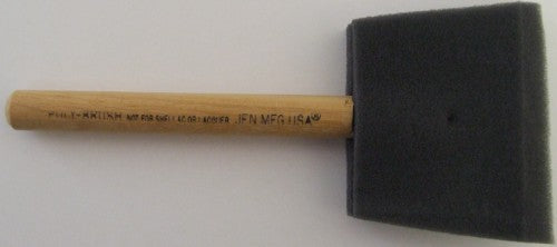 2-inch poly foam brush with wooden handle, ideal for smooth application of water-based paints in various projects.