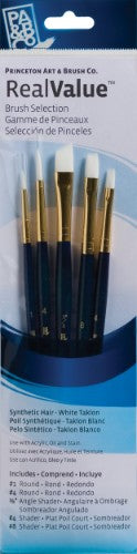 Artist Brush Set featuring White Taklon Round brushes size 1 and 4, perfect for versatile painting with precision and durability.