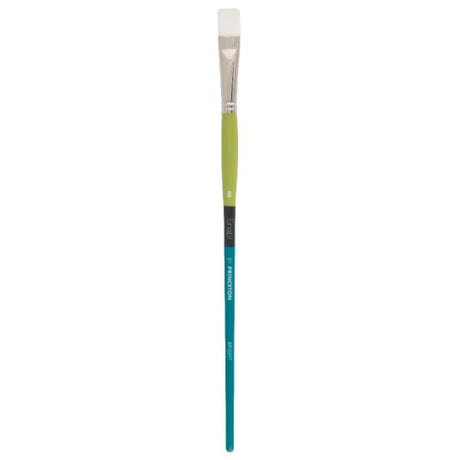 Close-up of the Snap! LH White Taklon Bright 8 artist brush, designed for precision in watercolor and acrylic painting.