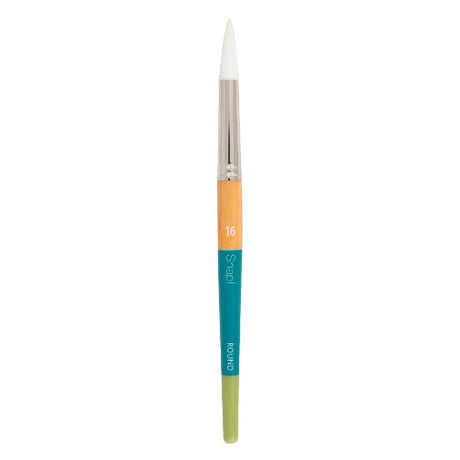 White Taklon Round 16 Artist Brush by Snap! Sh, designed for versatility and comfort in watercolor and acrylic painting.