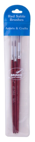 Premium Artist Brush Set featuring sable round brushes in sizes No. 1, No. 3, and No. 5 for versatile painting techniques.