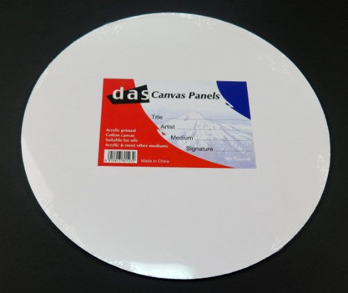 10-inch Das Round Canvas Panel with acrylic-primed cotton, perfect for oil, acrylic, and mixed media art projects.