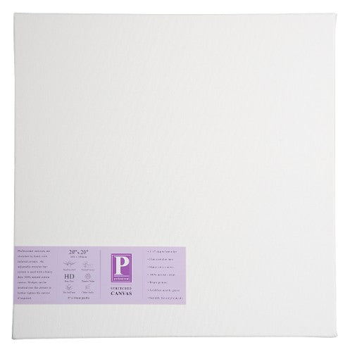 Premium 20x20 inches heavy-duty canvas made from 100% cotton, ideal for oil and acrylic painting with triple primed surface.