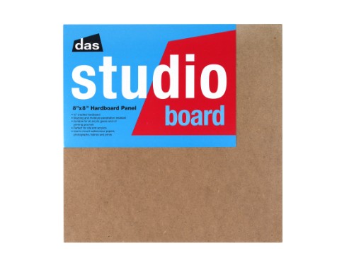 Artist Hardboard 8x8 panel, ideal for painting, drawing, and mixed media with a smooth finish for optimal paint adhesion.