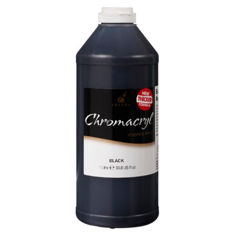 Acrylic Paint - Chromacryl 1lit Black, featuring rich, opaque color for artists and students, perfect for various creative projects.