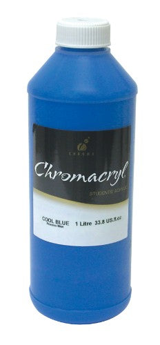 Acrylic paint in Cool Blue, 1 liter, ideal for artists and students, offers vibrant color and easy blending.