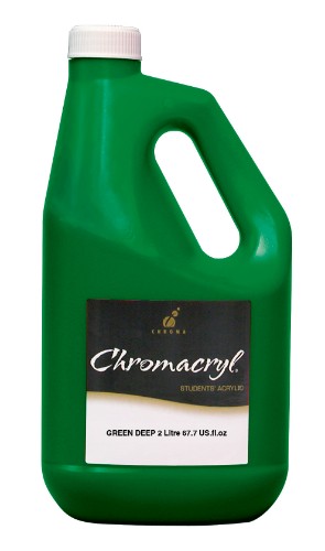 Vibrant green deep acrylic paint in a 2-liter size, ideal for artists of all ages, perfect for rich color applications.