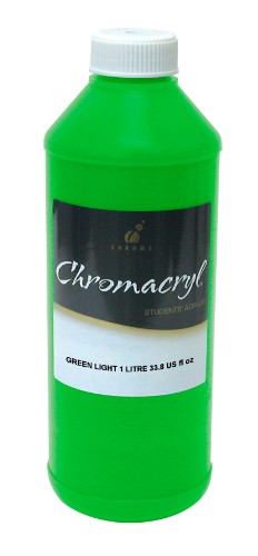 Vibrant Chromacryl Acrylic Paint in Green Light - 1 liter, ideal for artists with smooth consistency and excellent coverage.