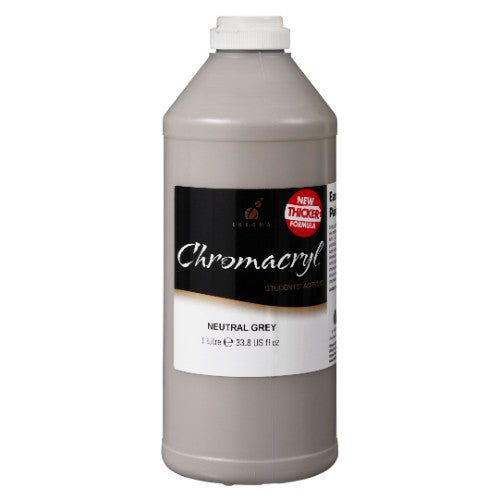 Acrylic paint in Neutral Grey, 1L bottle, perfect for artists, students, and mixed media projects, easy to use and fast-drying.