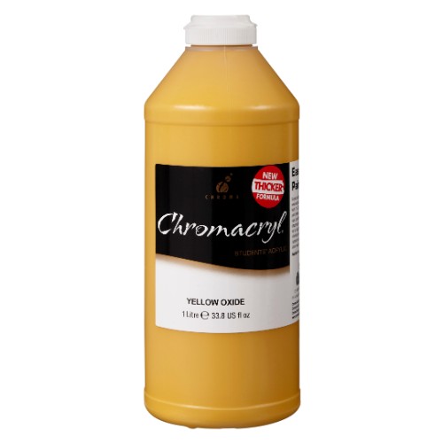 Acrylic Paint - Chromacryl 1L Yellow Oxide, vibrant and smooth for artists, ideal for all creative projects and easy application.