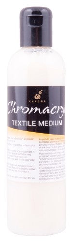 Acrylic paint textile medium in 250ml bottle for vibrant, permanent fabric designs suitable for various painting techniques.