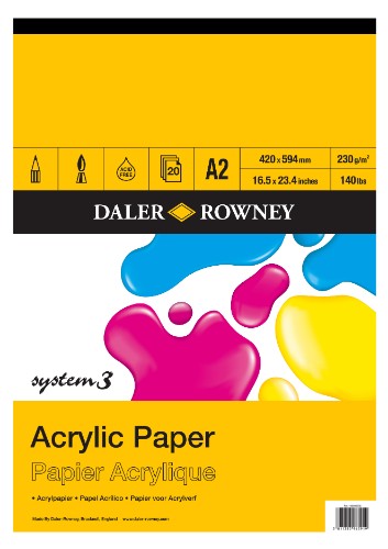 A2 acrylic paper pad with 20 sheets, 230gsm, featuring irregular linen texture for optimal paint application.