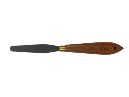 Das 1347 Palette Knife: high-quality spring steel tool with cranked handle for precise paint mixing and application.