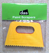 Set of 4 durable plastic paint scrapers for artists, ideal for spreading paint and creating unique textures.