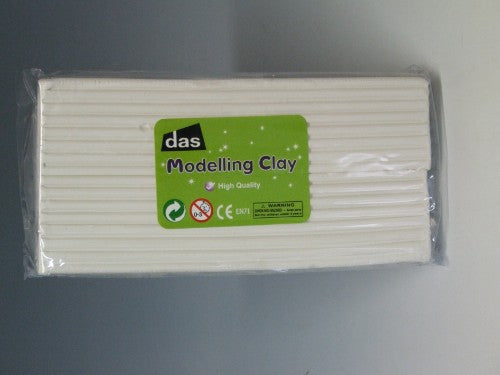 White Das Modelling Clay 500g, soft and reusable, perfect for crafting, children’s creativity, and detailed models.