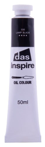 Rich black oil paint in a 50ml tube, perfect for blending and layering in various artistic techniques.