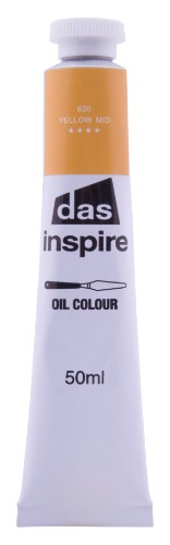 Bright yellow oil paint in a 50ml tube, perfect for blending and creating vibrant artwork for beginners and students.