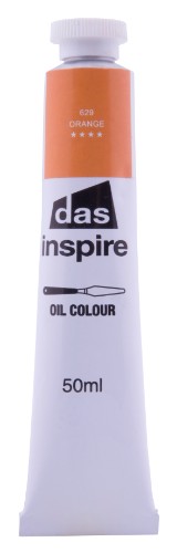 Bright orange artist oil paint in a 50ml tube, perfect for beginners and versatile for various painting techniques.