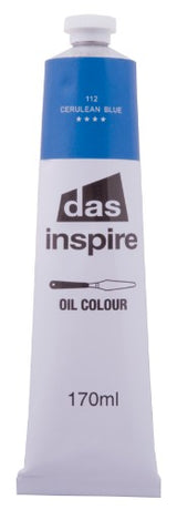 Vibrant 170ml cerulean blue oil paint by Das Inspire, perfect for artists seeking quality and versatility in their work.