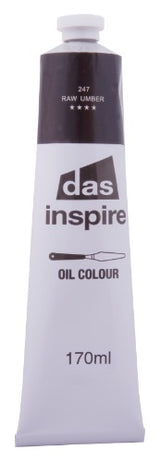 Das Inspire Oil 170ml in Raw Umber, a versatile, lightfast paint perfect for blending and creating depth in artwork.