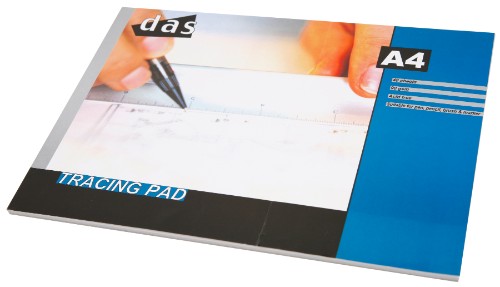 A4 tracing paper pad with 90gsm, 40 sheets ideal for artists and designers, featuring a smooth surface for precise sketches.