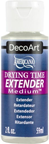 Decoart 2oz Brush N Blend Extender bottle, designed to enhance acrylic painting by increasing working time and facilitating blending.