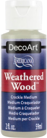 Decoart 2oz Weathered Wood Medium, ideal for creating rustic crackle finishes on DIY projects with Americana Acrylics.