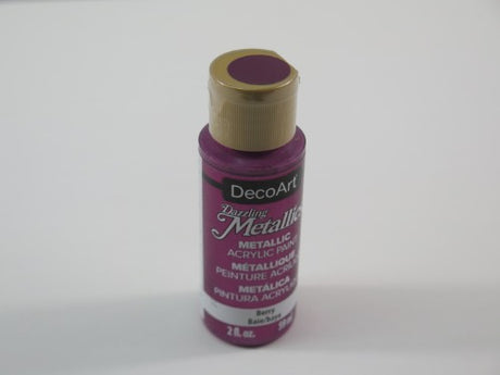 Acrylic paint in Berry color, featuring vibrant shimmer and metal flakes for arts and crafts on various surfaces.