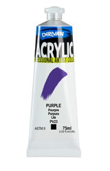 Vibrant 75ml purple acrylic paint by Derivan, water-resistant and lightfast, ideal for all artists and mixed media projects.