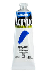 Derivan Acrylic 75ml Ultra Blue, vibrant and creamy paint perfect for artists, offering water-resistant and lightfast qualities.