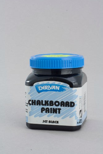 Acrylic paint in Jet Black, 250ml; perfect for creating writable chalkboard surfaces on various projects.