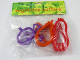 Set of 6 vegetable-shaped cutters including aubergine, mushroom, and carrot, perfect for crafting and food decoration.