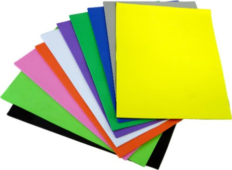 Vibrant 20cm x 30cm craft foam sheets, pack of 10, ideal for creative projects, flexible yet sturdy, perfect for all ages.