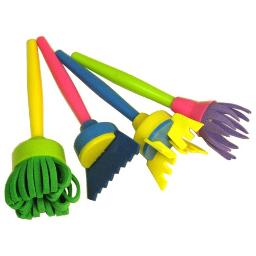 Kids painting tools set with 4 foam brushes for creating unique patterns; perfect for inspiring creativity in young artists.