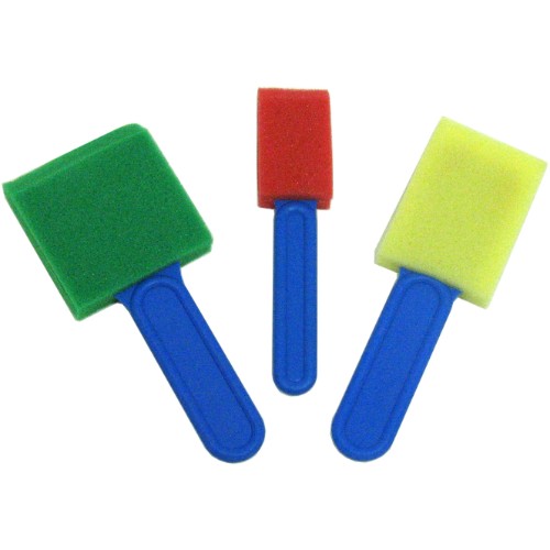 Vibrant set of 3 sponge painting brushes designed for kids, ideal for creative arts and sensory play.